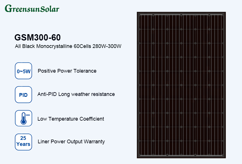 Μαύρο πλαίσιο ηλιακά φωτοβολταϊκά πάνελ