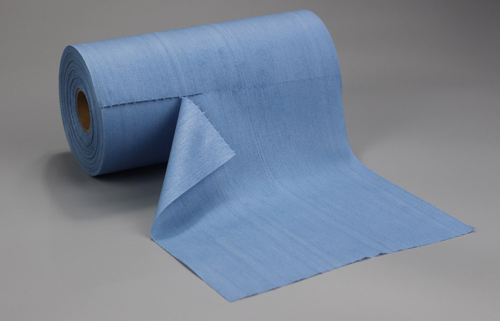 Μη υφαντό ρολό χαρτιού υαλοκαθαριστήρων βιομηχανικού καθαρισμού προσαρμοσμένο μπλε