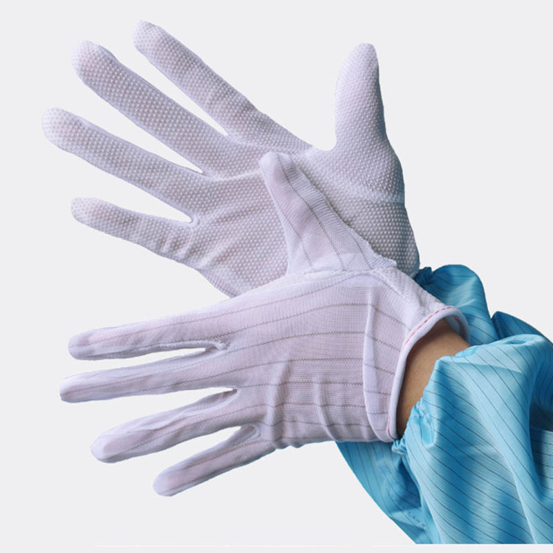Αγώγιμα γάντια Cleanroom ESD PVC με κουκκίδες παλάμης
