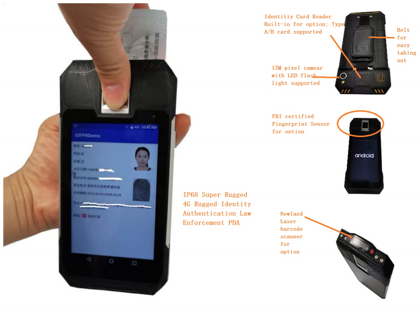 Εθνική ταυτότητα Βιομετρικό PDA