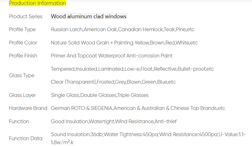 Προδιαγραφές κουφωμάτων αλουμινίου με επένδυση ξύλου