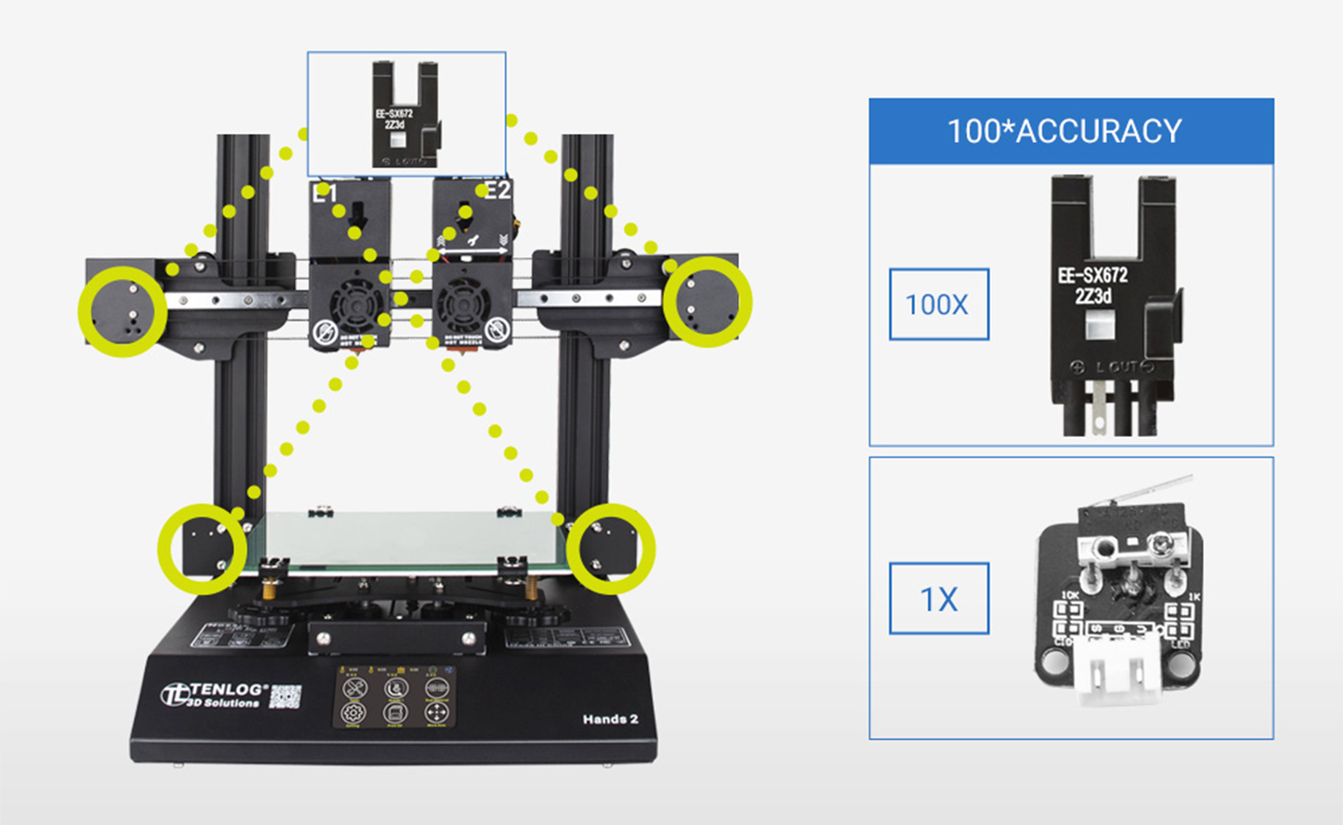 Φωτοηλεκτρικός αισθητήρας 3D εκτυπωτή TENLOG Hands 2 DMP