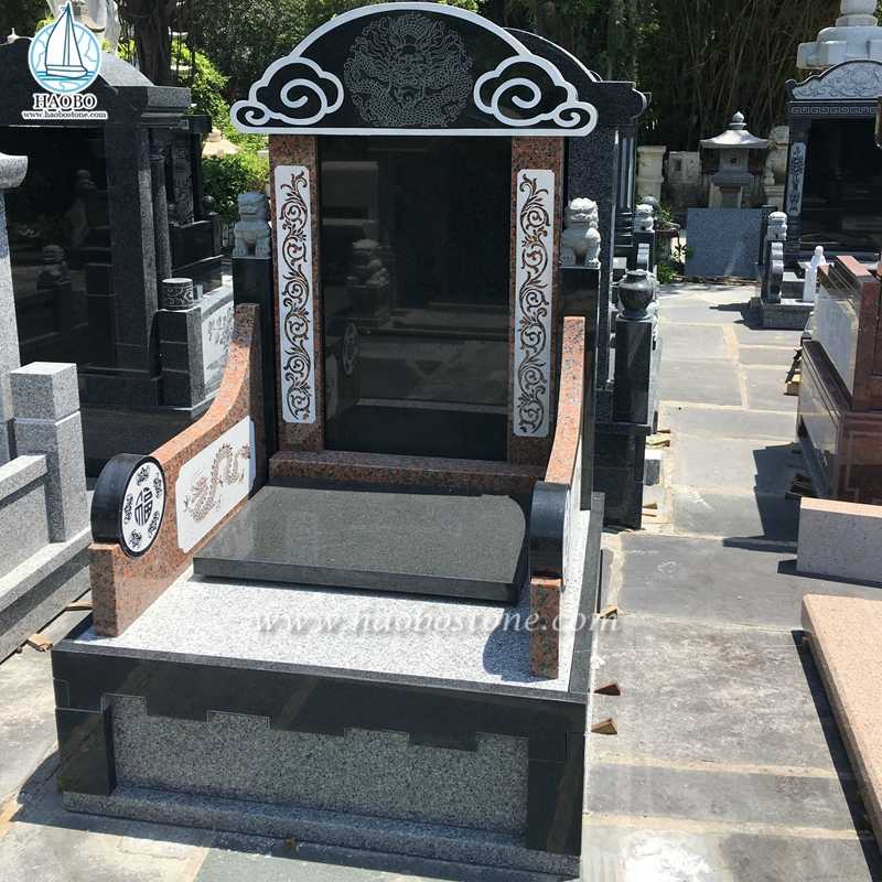 Ταφόπλακα κηδειών Gravin σε στυλ κινέζικου μαύρου γρανίτη
