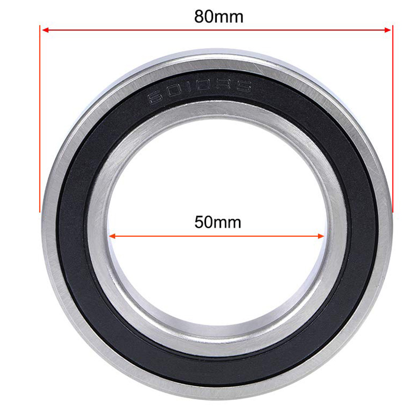 High Precision Groove Bearing 6010-2RS Black Rubber Sealed Carbon Steel
