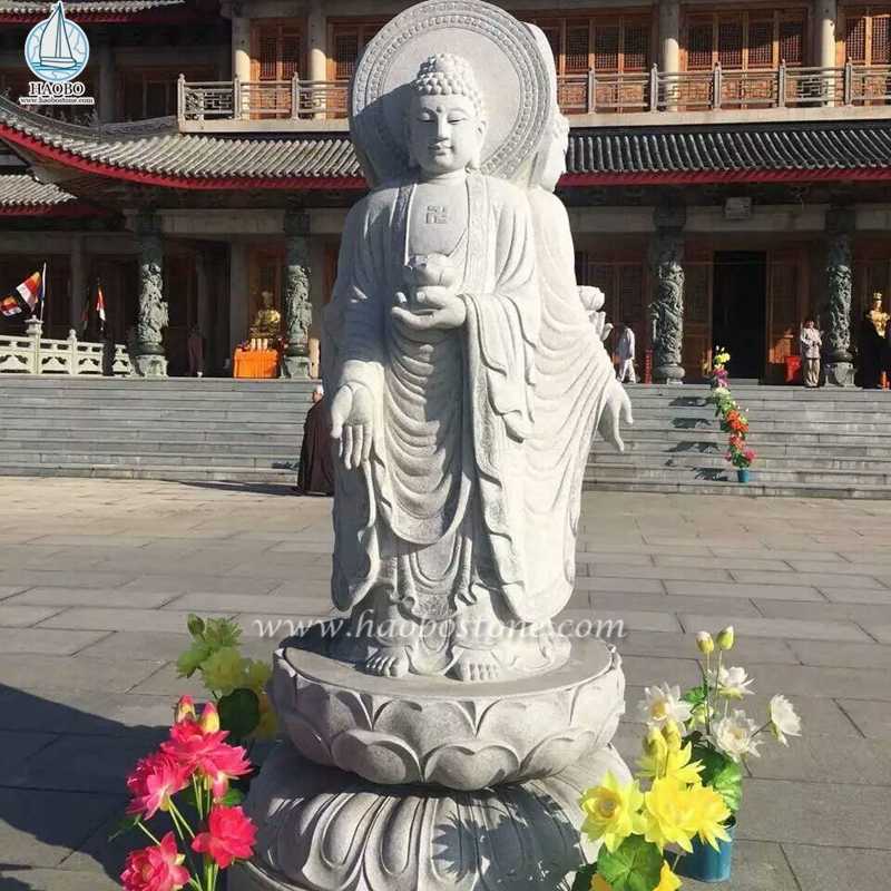 Βουδιστικό άγαλμα ναού από φυσική πέτρα γκρι γρανίτη
