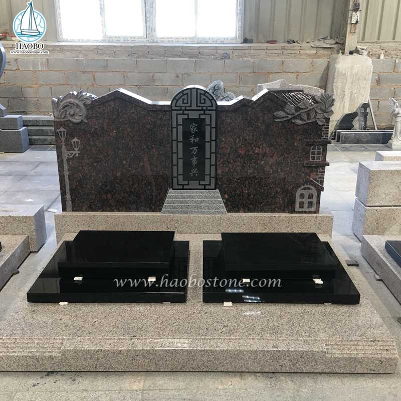 Σκαλιστό Διπλό Μνημείο Νεκροταφείου σε στυλ κινέζικου γρανίτη
