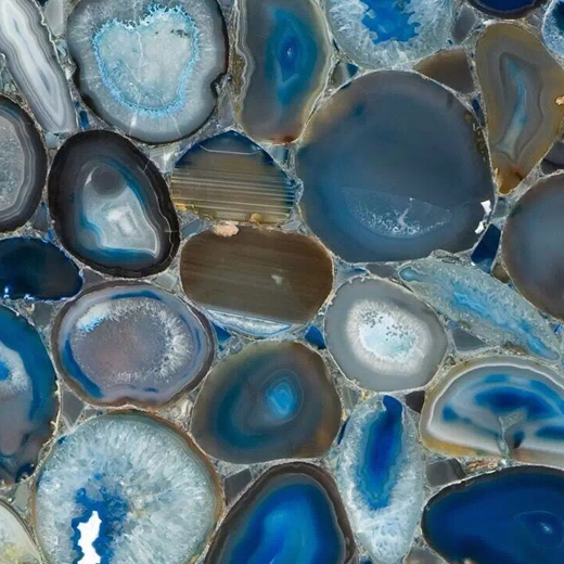Ημιπολύτιμη πέτρα Μπλε Αχάτης Τύπος Ημιδιαφανής πλάκα όνυχα για εσωτερικό τοίχο
