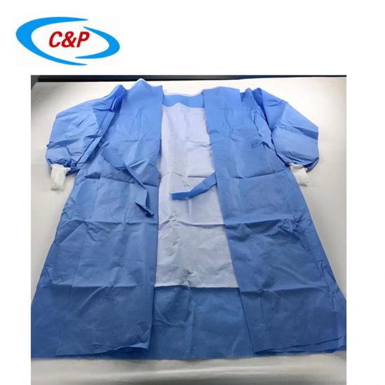 Προμηθευτές χειρουργικών εσθήτων μιας χρήσης αποστειρωμένων μη υφασμένων μπλε ενισχυμένων χειρουργικών εσθήτων Hot Sale
