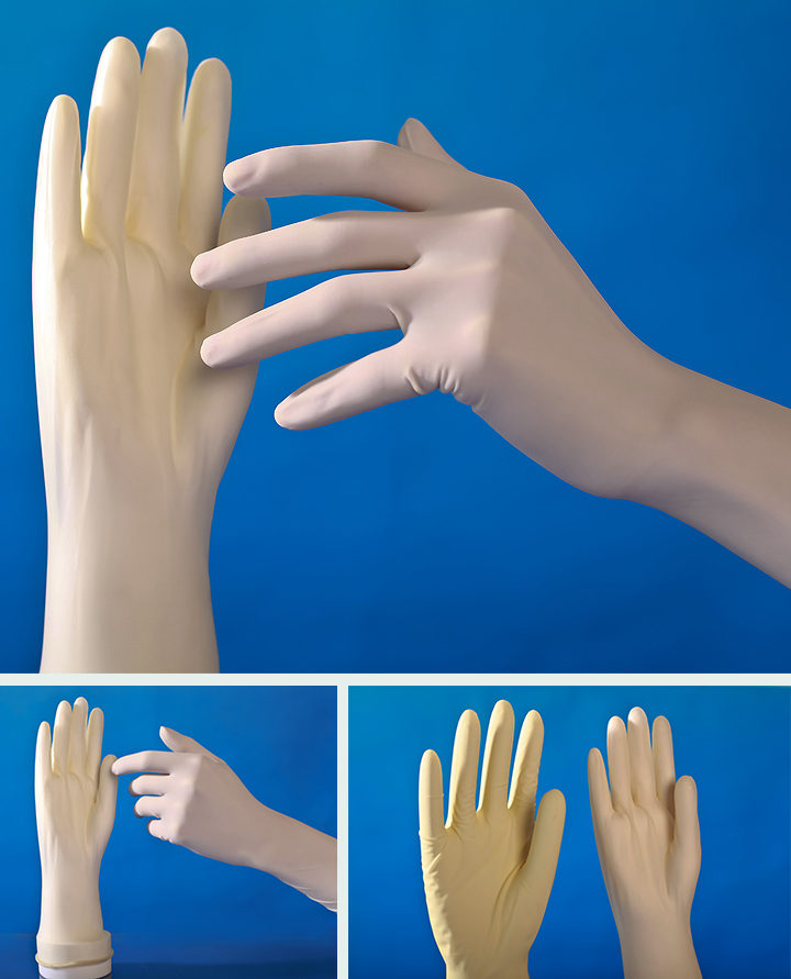 Νοσοκομειακά αποστειρωμένα χειρουργικά γάντια λατέξ σε σκόνη
