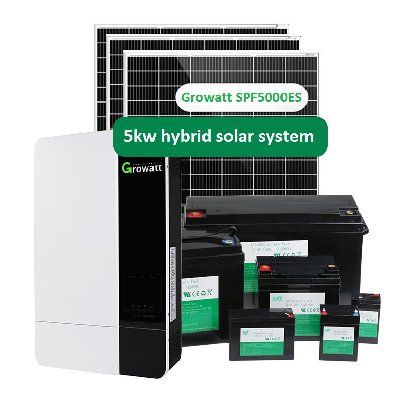 Growatt spfes 5kw υβριδικός μετατροπέας wifi 5kw ηλιακό σύστημα κιτ με μπαταρία λιθίου BMS δομή ηλιακού πάνελ PV σύστημα ισχύος

