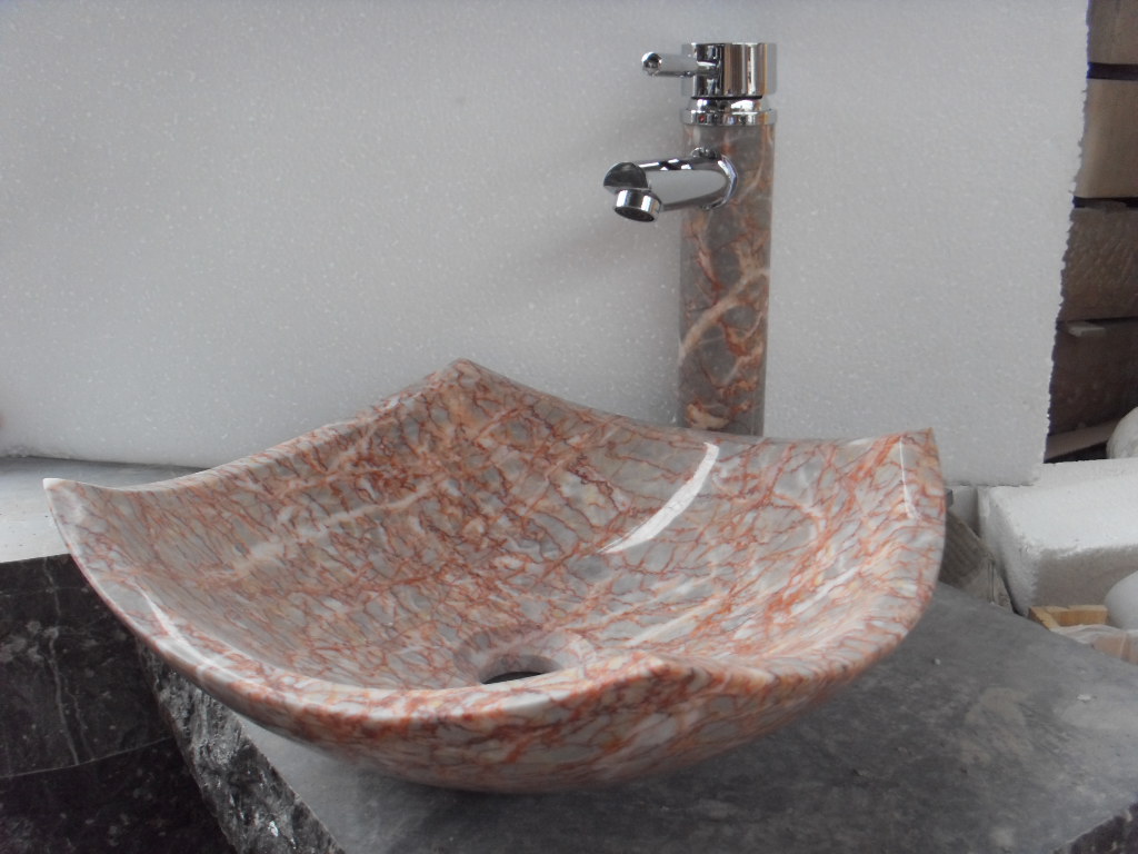 ροζ κόκκινο μαρμάρινος νεροχύτης και λεκάνη για μπάνιο

