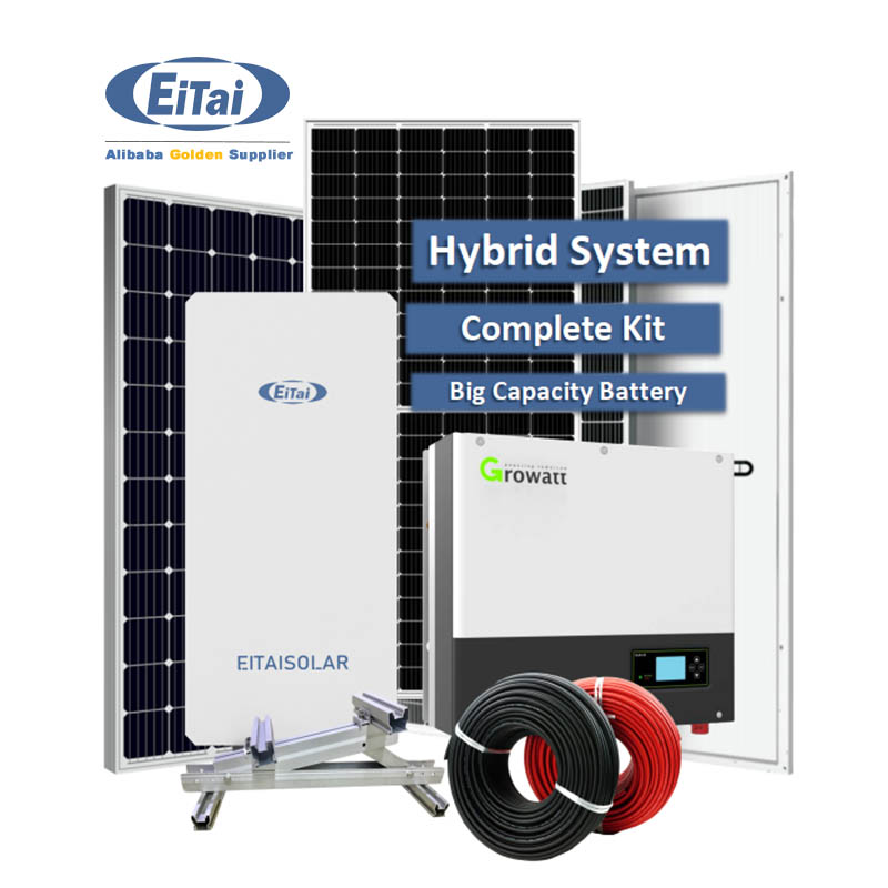EITAI 10Kw Solar System Hybrid Growatt Inverter Μονοφασικό Pv Kit για το σπίτι με αποθήκευση μπαταρίας
