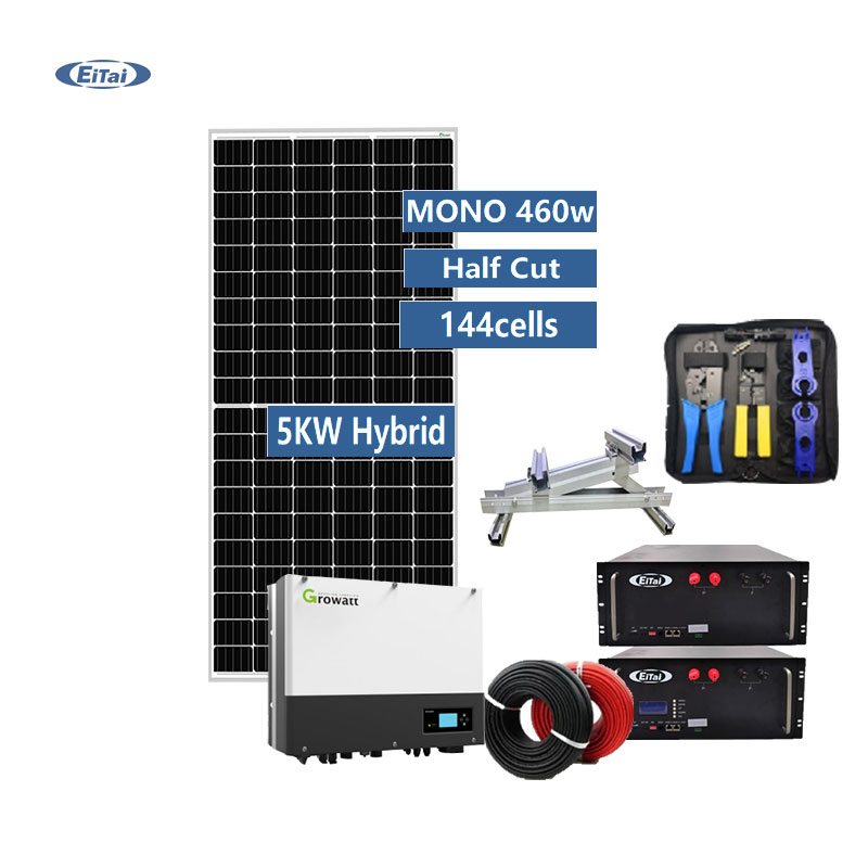 EITAI 5kw Υβριδικό Σύστημα Ηλιακής Ενέργειας Λιθίου LifePo4 Μπαταρία 10kwh 3kva Μονοφασικό Φ/Β σύστημα 6kw με Wifi Monitor
