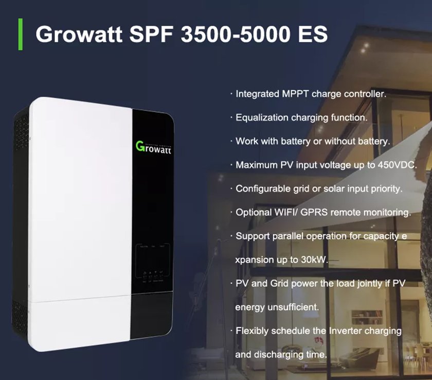 ηλιακός μετατροπέας growatt 5000es