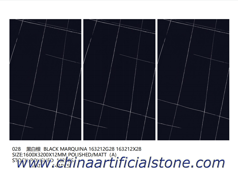 Πλάκες Πορσελάνης Μαύρης Μαρκίνας Μεγάλου Διαστάσεις 1600x3200x12mm
