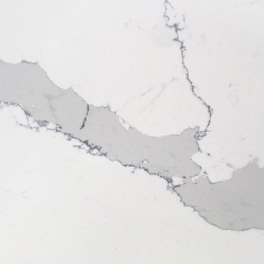 Απλό σχέδιο Φτηνή τιμή Calacatta Λευκή πλάκα χαλαζία Γκρι ρίγες Λευκός χαλαζίας
