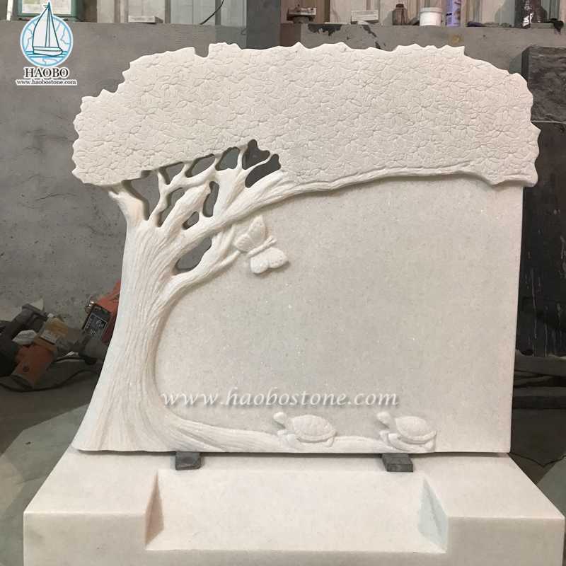 Χαν λευκό μαρμάρινο δέντρο σκαλιστό αναμνηστικό ταφόπετρα
