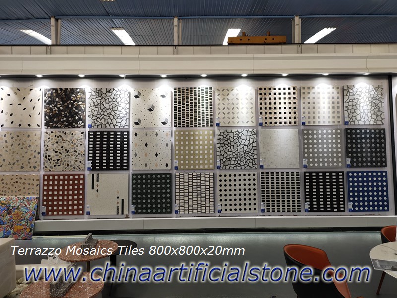 Προσαρμοσμένα προκατασκευασμένα πλακάκια μωσαϊκά terrazzo 800x800x20mm
