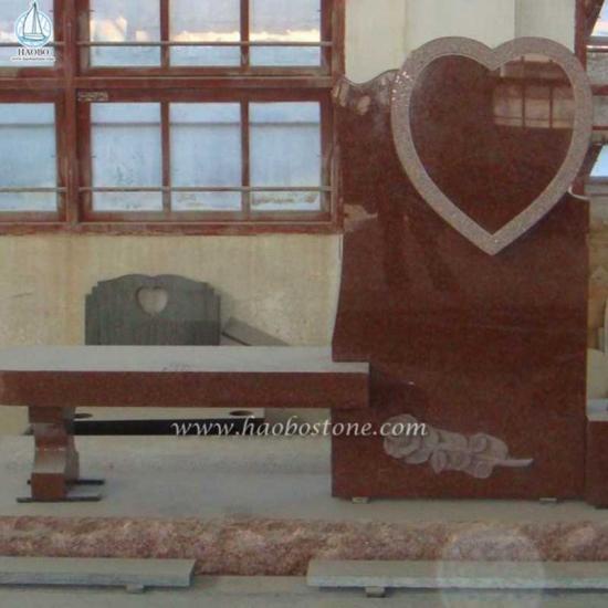 Ευρωπαϊκός Σχεδιασμός Πάγκος Μνημείου Καρδιά από Κόκκινο Γρανίτη
