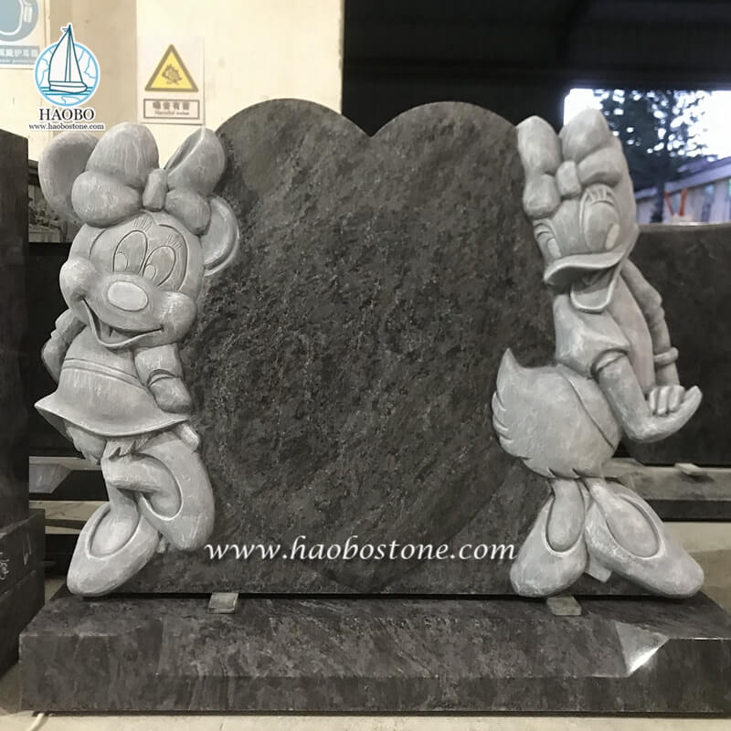 Μπαχάμ Μπλε Γρανίτης κινουμένων σχεδίων Minnie Mouse με Daisy Duck Tombstone
