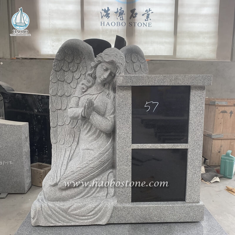 Grey Granite 2 Niches Personal Columbarium με Άγαλμα Αγγέλου
